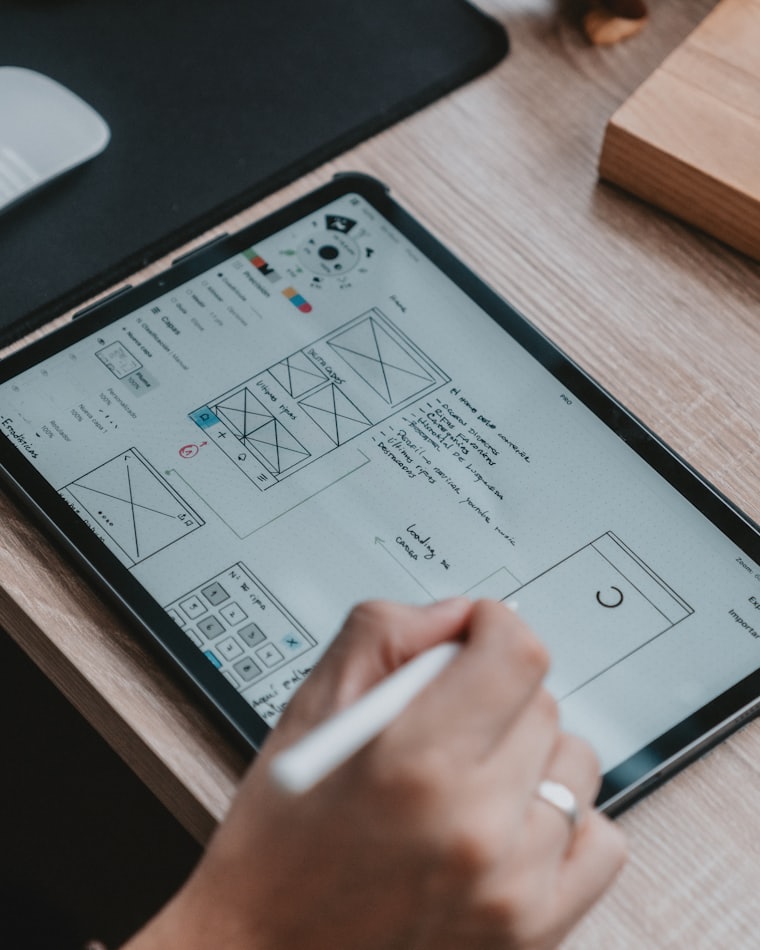 Sketching a system layout on a tablet